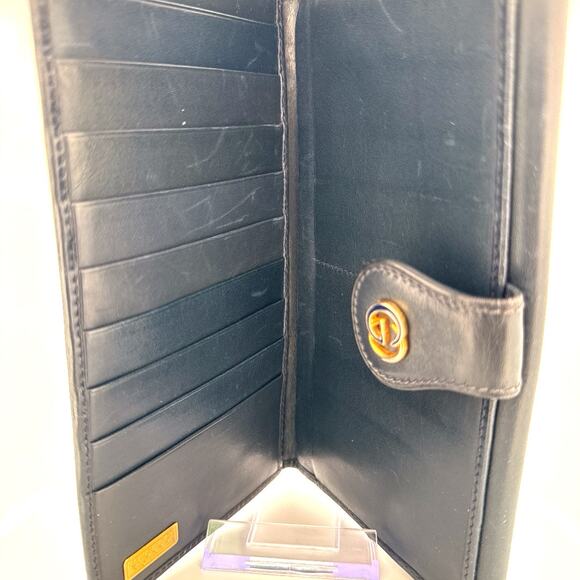 Gucci Beige GG Canvas Wallet with Black Leather Trim & Gold Chain - Picture 4 of 4